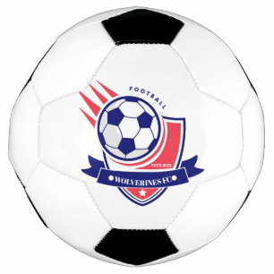 Blue and Red Modern Football Club Logo Custom Soccer Ball