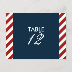 Blue and Red Nautical Table Number Postcard