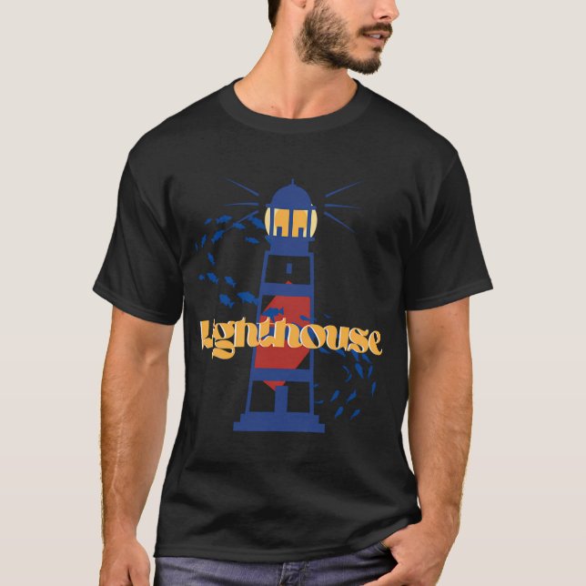 Blue and Red Navy Lighthouse T-Shirt (Front)