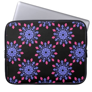 Blue and red neon flower laptop sleeve