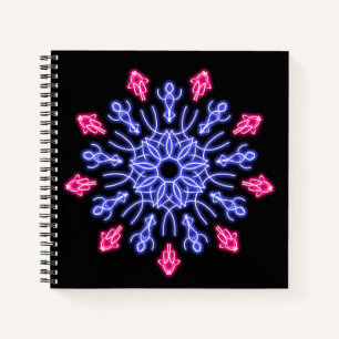 Blue and red neon flower notebook