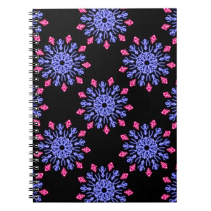 Blue and red neon flower notebook