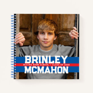 Blue and Red Photo Graduation Guestbook Notebook