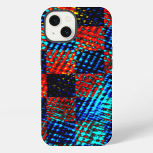 Blue and red plaid, dirty or stained fake iPhone 13 case
