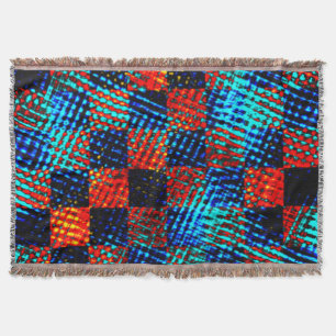 Blue and red plaid, stained of fake dirty throw blanket