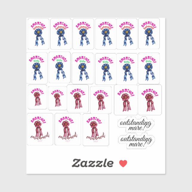 blue and red ribbon stickers for amazing (Sheet)