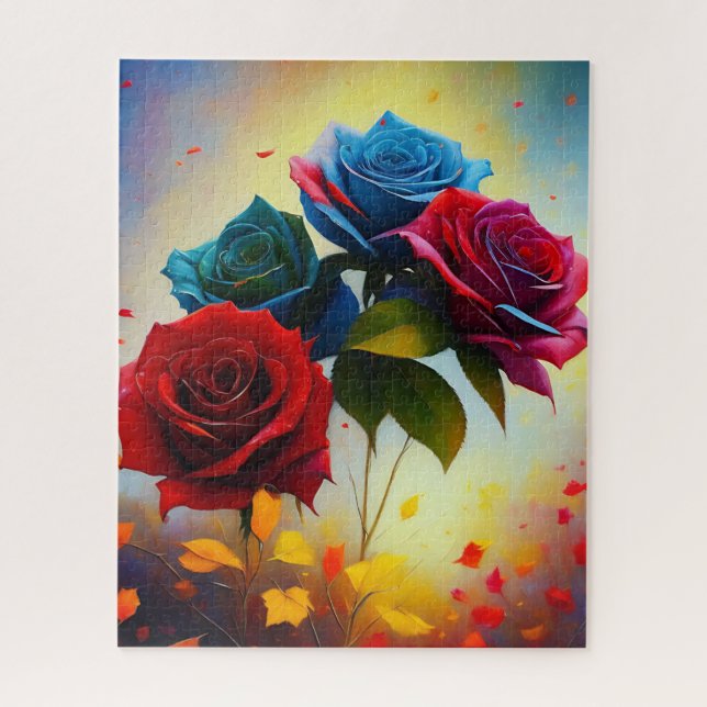 Blue And Red Roses, Jigsaw Puzzle (Vertical)