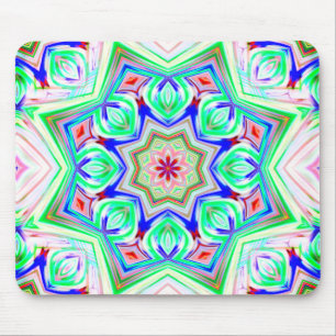 Blue and red shades eight points star kaleidoscope mouse pad