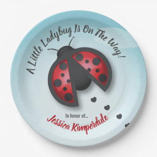 Blue and Red Sky Little Ladybug Is On The Way Paper Plate