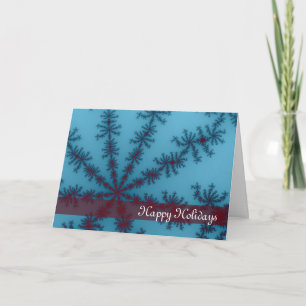 Blue and Red Snowflake Happy Holidays Card