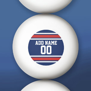 Blue and Red Sports Jersey Custom Name Number Ping Pong Ball