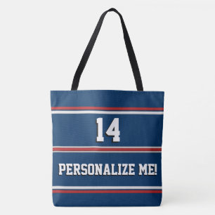 Blue and Red Sports Team Stripes to Customise Tote Bag