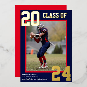 Blue and Red Sporty Varsity Graduation Photo