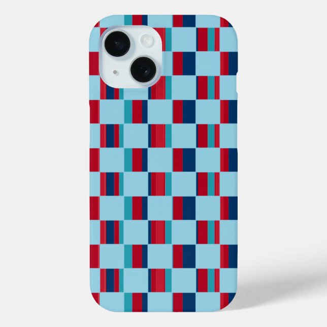 blue and red square pattern Case-Mate iPhone case (Back)