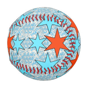 Blue and Red Star Pattern Baseball