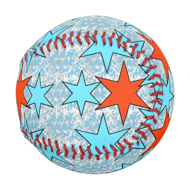 Blue and Red Star Pattern Baseball (Front Right)