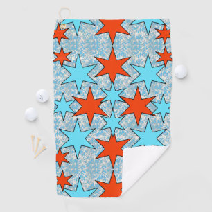 Blue and Red Star Pattern Golf Towel