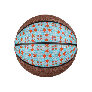 Blue and Red Star Pattern Mini Basketball
