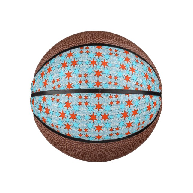Blue and Red Star Pattern Mini Basketball (Front)