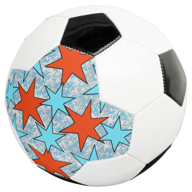 Blue and Red Star Pattern Soccer Ball (Three Quarter)