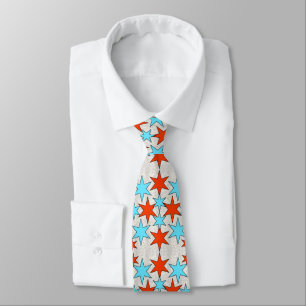 Blue and Red Star Print Tie