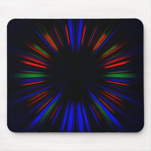 Blue and red starburst pattern mouse pad (Front)
