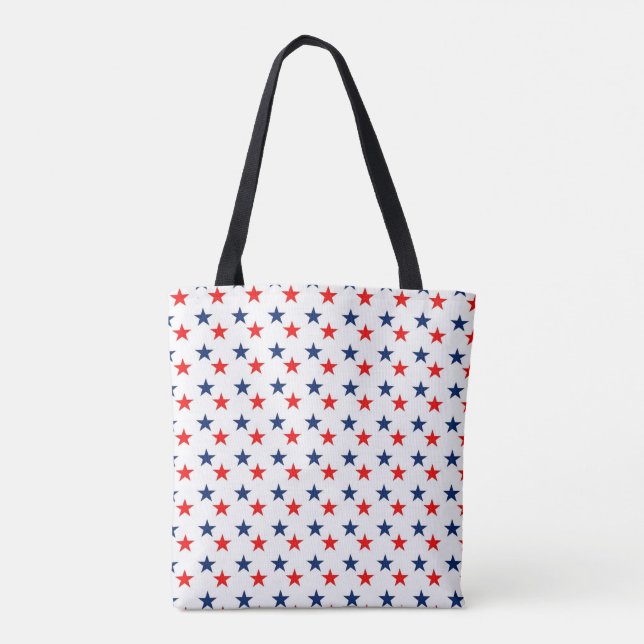 Blue And Red Stars Pattern Tote Bag (Back)