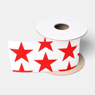 Blue And Red Stars Satin Ribbon