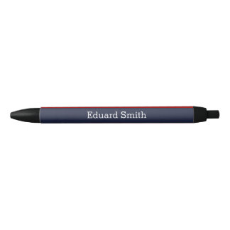 Blue and Red Stripes Personalised Black Ink Pen
