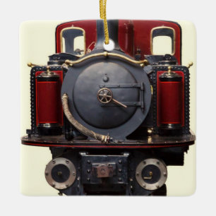Blue And Red Train Ceramic Ornament