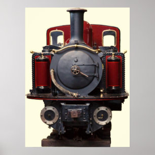 Blue And Red Train Poster