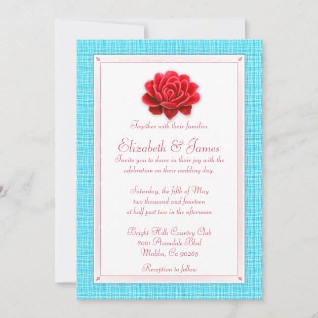 Blue And Red Wedding Invitations (Front)