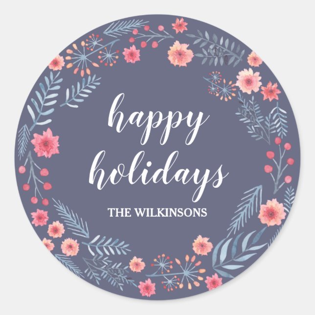 Blue and red winter foliage holidays Sticker (Front)