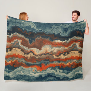 Blue and Rust Abstract Fleece Blanket