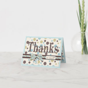 Blue and Sage Polka Dots Thank You Baby Shower Card