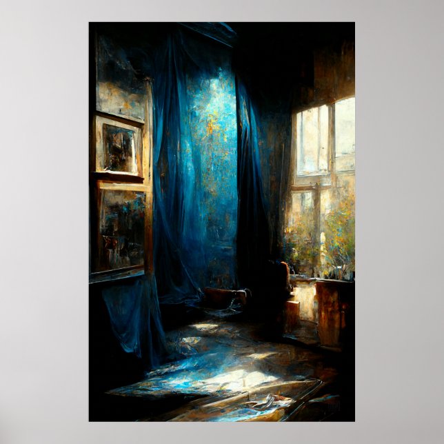 Blue and Sentimental Jazz Inspired Painting Poster (Front)