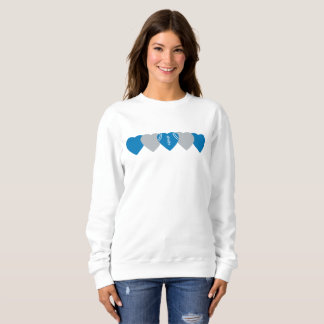 Blue and Silve Heart Football Sweatshirt