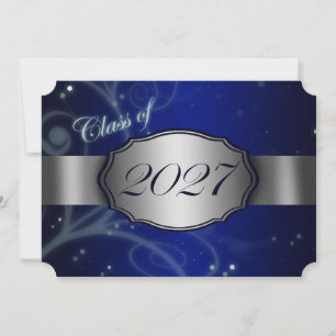 Blue and Silver 2027 Graduation Invitations