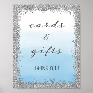 Blue and Silver Cards and Gifts Wedding Print
