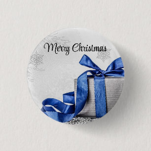 Blue and Silver Christmas Presents 3 Cm Round Badge