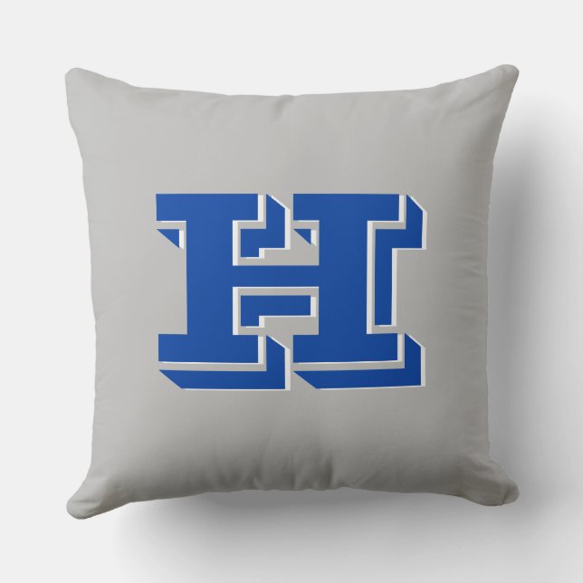 Blue and Silver College Block Font Initial Cushion (Back)