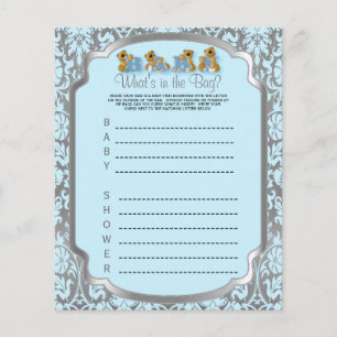 Blue and Silver Damask Teddy Bears - Game Flyer
