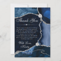 Blue and Silver Faux Glitter Agate Bridal Shower