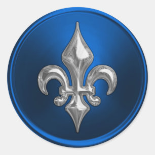 Blue and Silver Fleur de Lis Envelope Seal