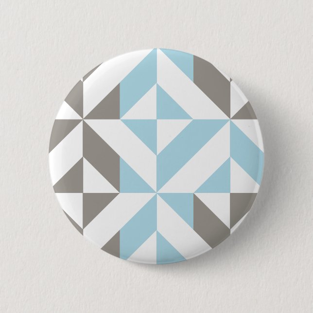 Blue and Silver Geometric ZigZag 6 Cm Round Badge (Front)