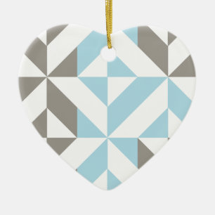 Blue and Silver Geometric ZigZag Ceramic Tree Decoration