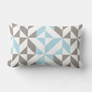 Blue and Silver Geometric ZigZag Lumbar Cushion