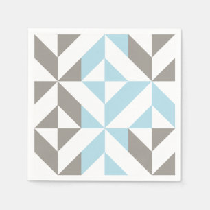 Blue and Silver Geometric ZigZag Napkin