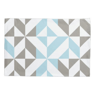 Blue and Silver Geometric ZigZag Pillowcase
