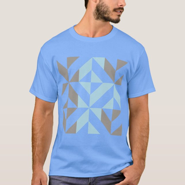 Blue and Silver Geometric ZigZag T-Shirt (Front)